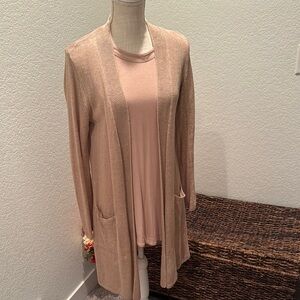 Women's Dusty Pink Cardigan Sweater and Tunic